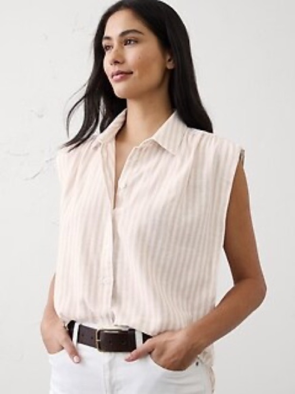 VTG | cotton pinstripe sleeveless blouse | size 3x